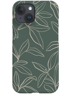Line Art Willow Leaves Phone Case (Green Beige)