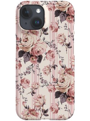 Vintage Pink Roses and Stripes By Uta Naumann Phone Case (Pink)