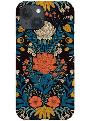Garden Flower Block Print Damask by Denes Anna Design Phone Case (Dark)