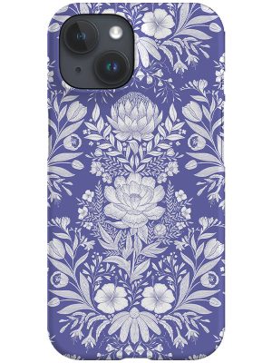 Garden Flower Block Print Damask by Denes Anna Design Phone Case (Veri Peri)