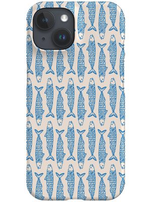 Mackerel Block Print by Kayla Ann Phone Case (Blue)