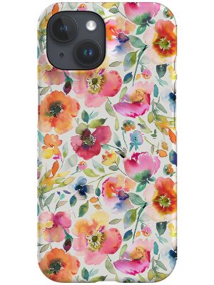 Psychedelic Watercolour Retro Poppies By Ninola Design Phone Case (Rainbow)