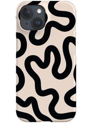 Swirl Lines Abstract Phone Case (Peach Black)