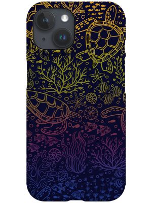 Turtle's Ocean Garden Rainbow Line Art by Delively Dewi Phone Case (Dark)