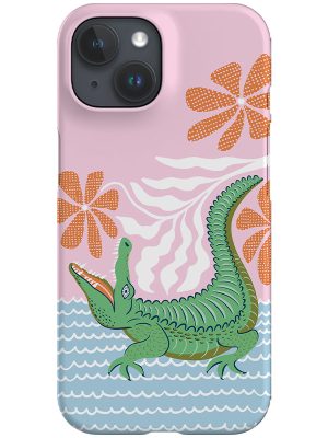 Crocodile Pop Art by Vivian Hasenclever Phone Case (Pink Blue)