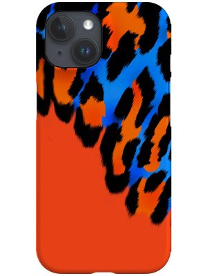 Leopard Print Colour Block Phone Case (Orange)