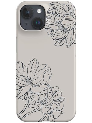 Classic Botanical Peonies Phone Case (Off White Blue)