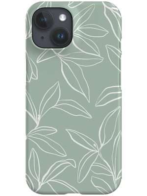 Line Art Willow Leaves Phone Case (Mint Green)