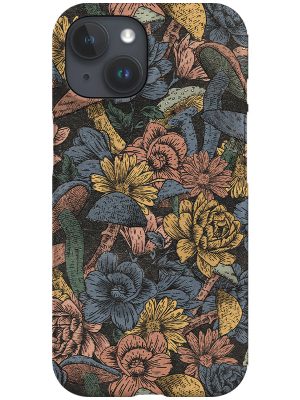 Mushroom Flowers Phone Case (Blue Black)