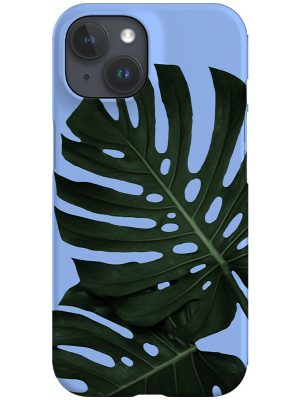 Green Monstera Palm Phone Case (Blue)