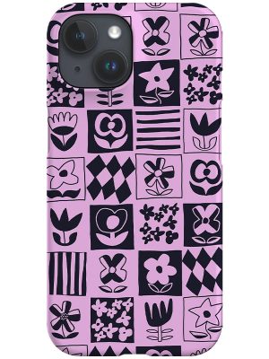Six Flower Tile Phone Case (Pink Navy)