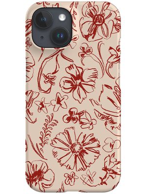 Sketchbook Floral Two-Tone Phone Case (Cream Crimson)