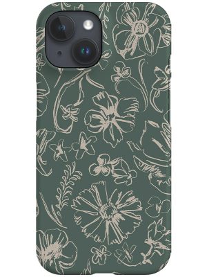 Sketchbook Floral Two-Tone Phone Case (Seaweed Beige)